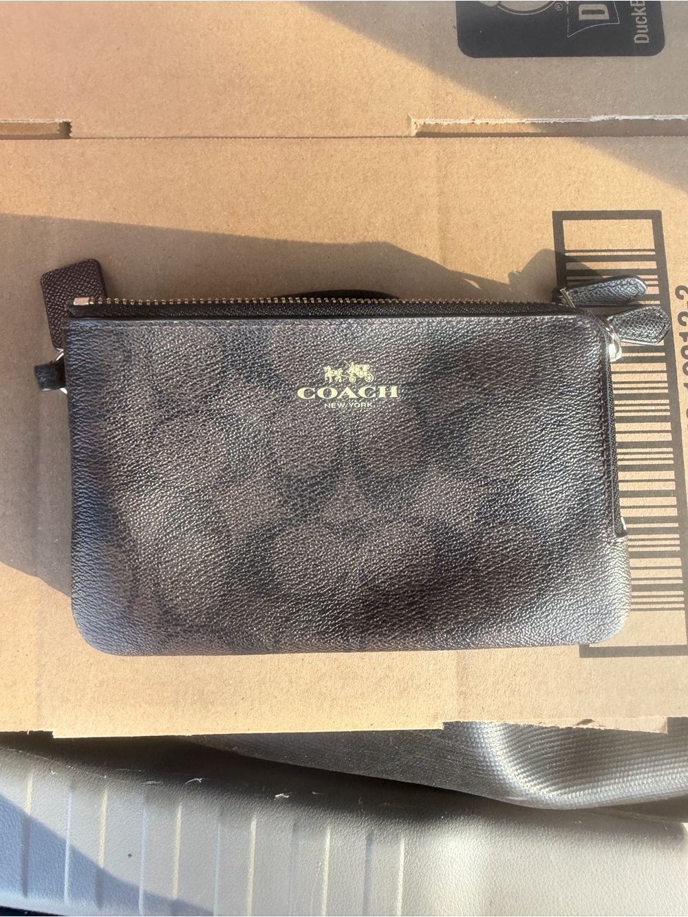 Coach Brown/Black Signature Canvas Wristlet - Picture 3 of 3
